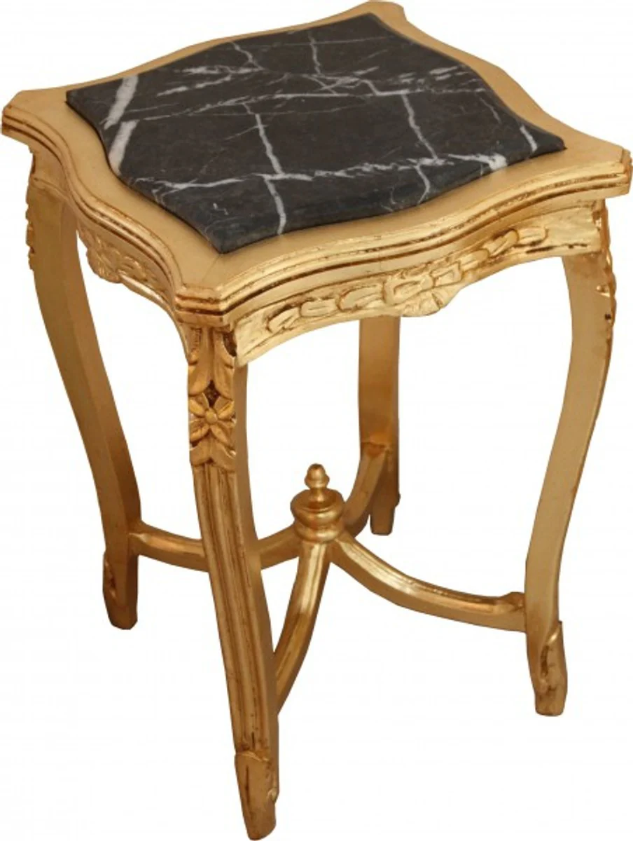 Baroque side table with marble top square gold Mod W20 60 x 42 cm - antique style