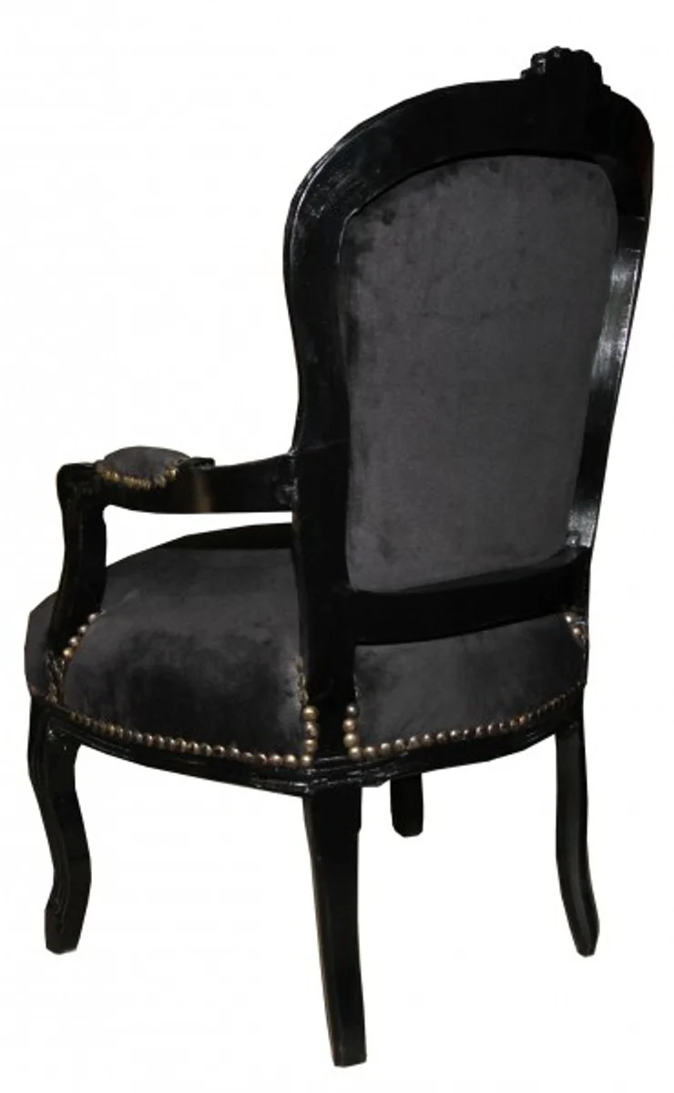Baroque Salon Chair Black / Black with Bling Bling Rhinestones Mod1