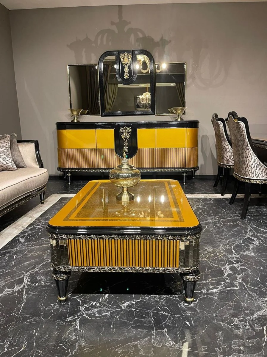Luxury baroque coffee table gold / black / gold - magnificent living room table in baroque style - baroque style living room furniture - baroque furnishings - baroque furniture - luxury furniture in baroque style