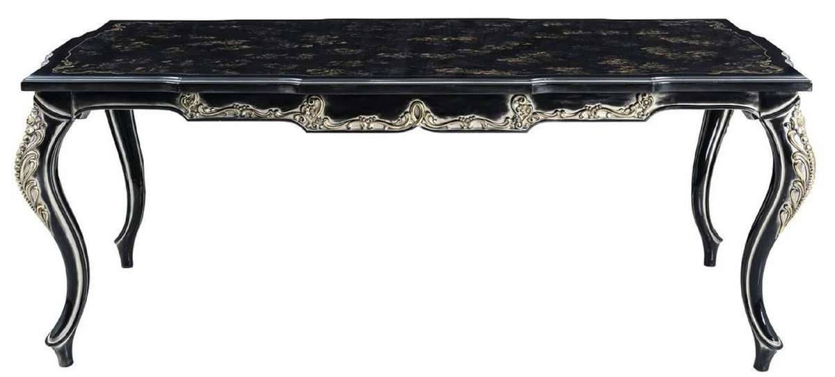 Luxury Baroque Dining Table Black / Gold - Solid Wood Dining Room Table - Baroque Dining Room Furniture - Noble & Magnificent