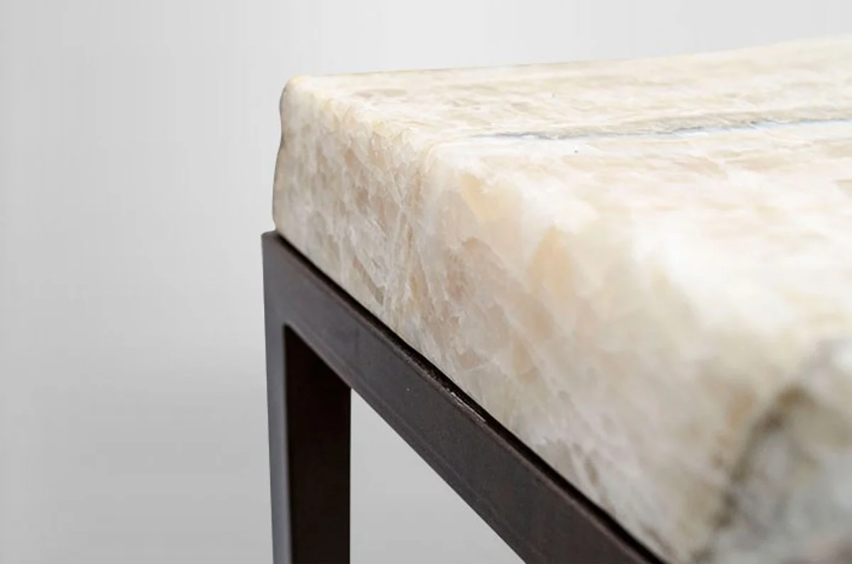 Art Deco side table onyx / metal 40 x 27 cm - Art Nouveau table - furniture flower table