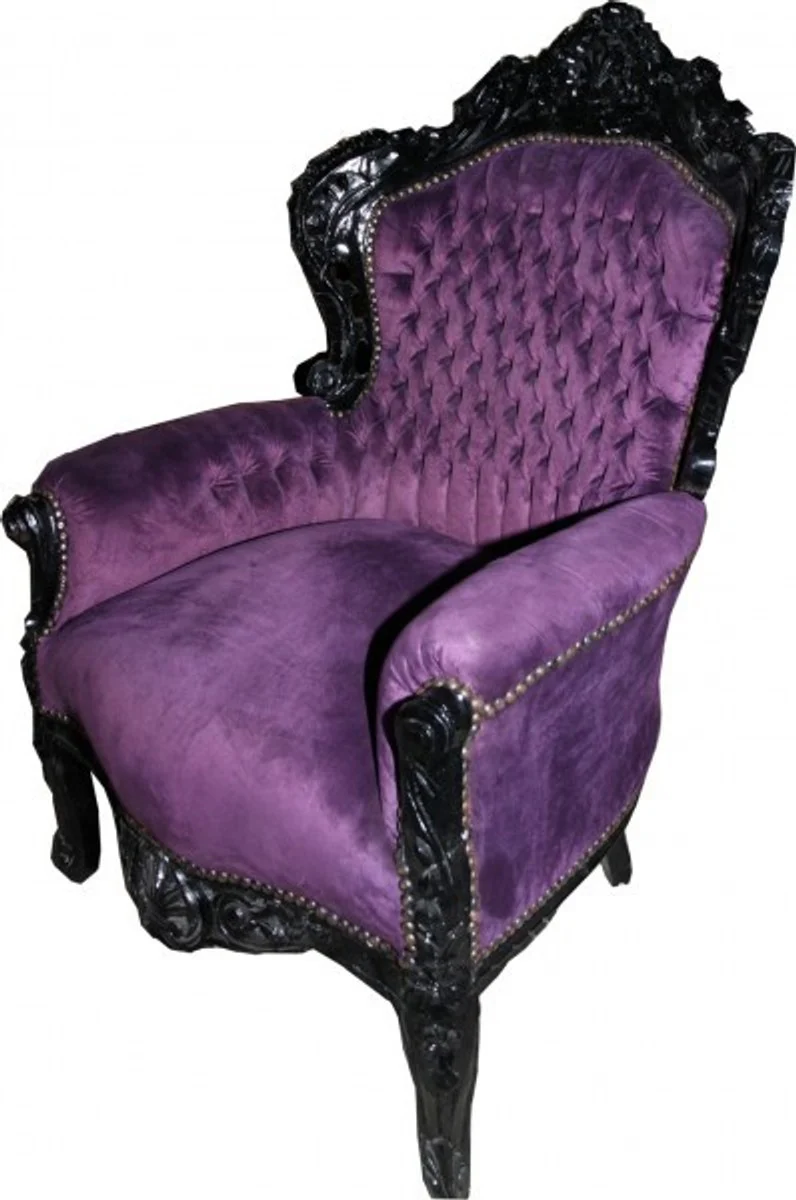 Baroque armchair King purple/black