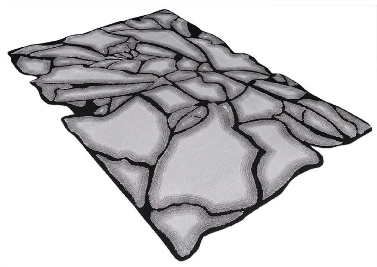 Luxury rug gray / black 160 x 230 cm - Rectangular living room rug - Modern bedroom rug - Luxury interior - Luxury quality