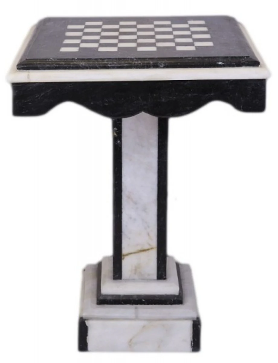 Luxury Baroque Game Table Chess / Checkers Table Marble Black - White - Furniture Antique Style Art Deco Art Nouveau