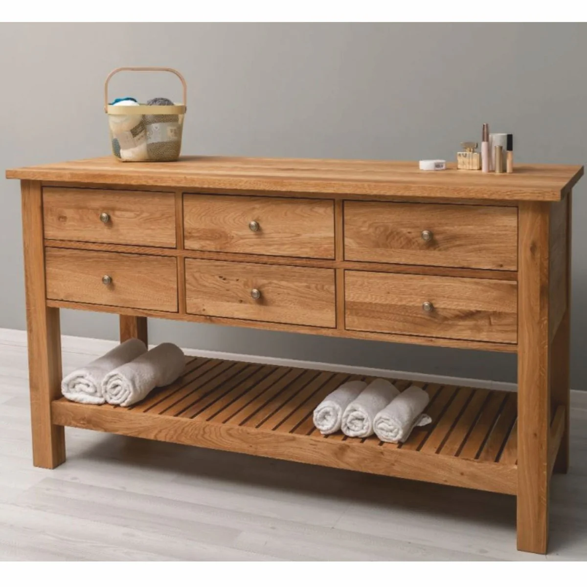 Country house style chest of drawers with 6 drawers brown 156 cm - country house style furniture