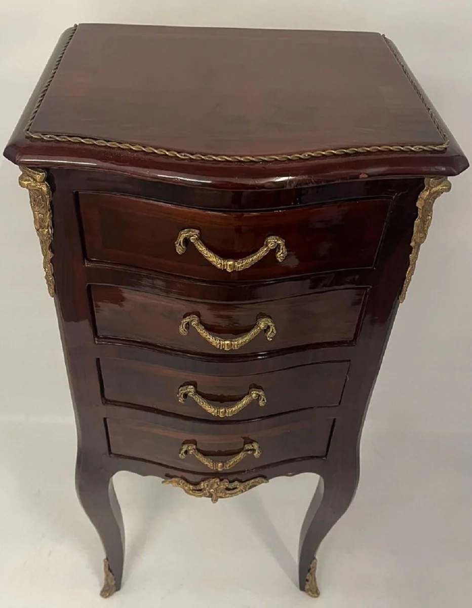 Baroque chest of drawers with 4 drawers dark brown / brass - handmade solid wood chest of drawers in baroque style - handmade baroque furniture - noble & magnificent