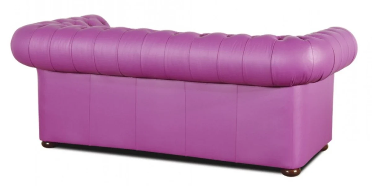 Real leather 3 seater sofa purple 200 x 90 x H. 78 cm - Luxury Chesterfield furniture