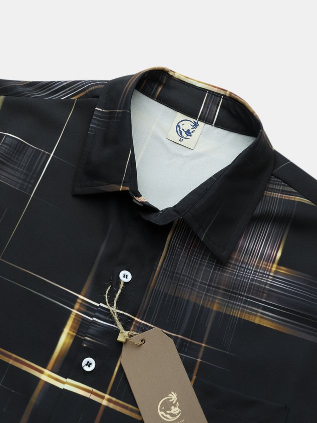 Men's Casual Short Sleeve Hawaiian Shirt with Chest Pocket Print