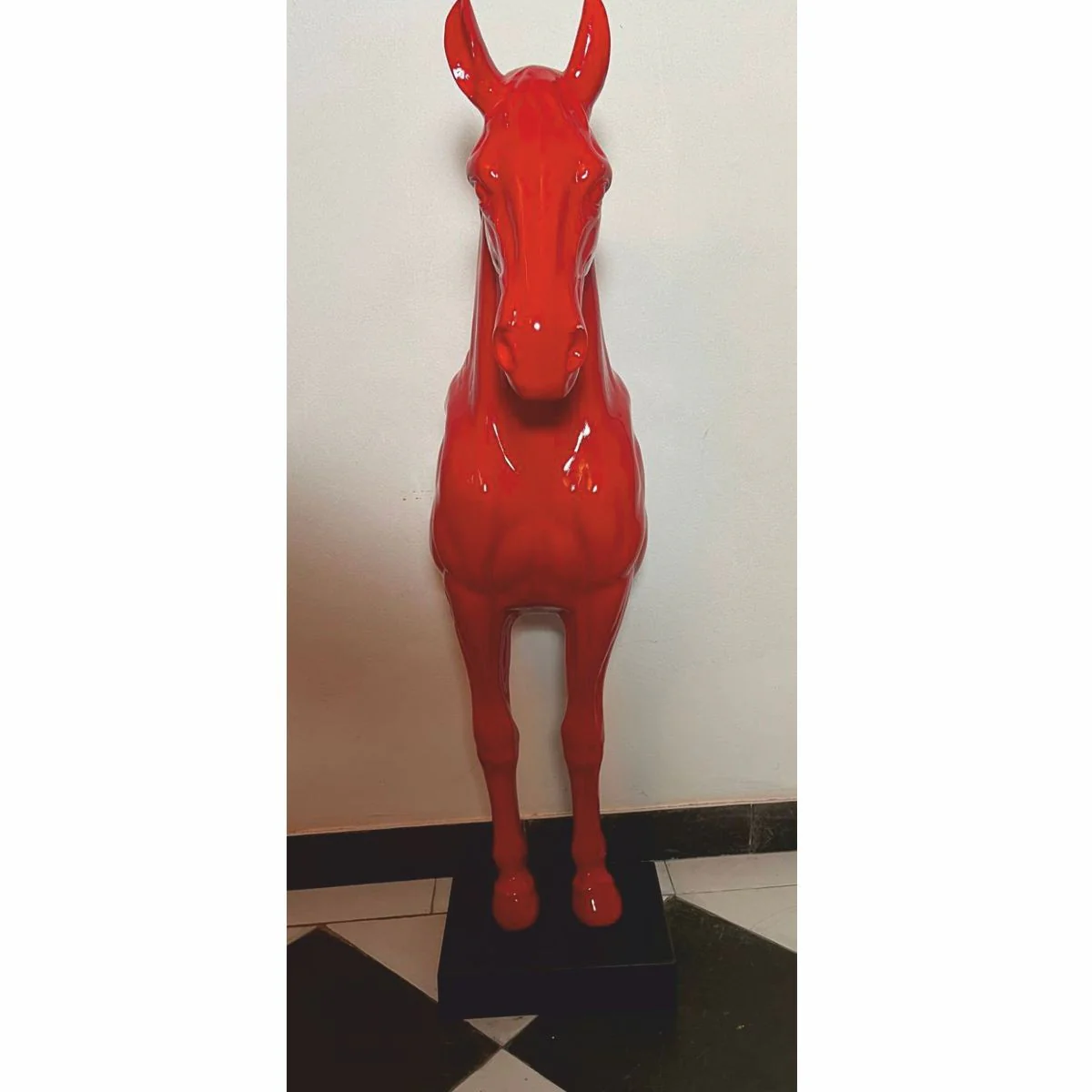 Wall decoration sculpture horse red / black H. 96 cm - decorative figure