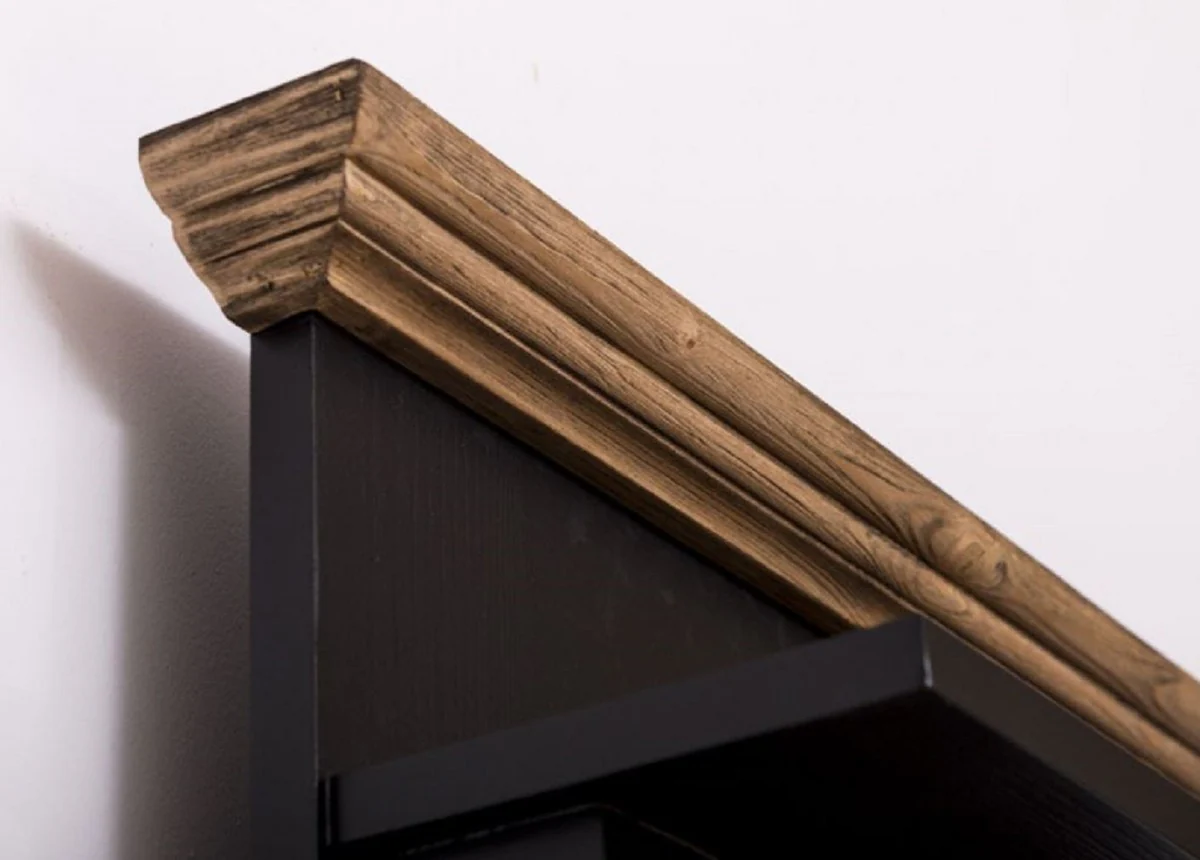 Country house style solid wood wardrobe black / brown 79 x 41 x H. 210 cm - wall wardrobe - hallway cabinet - hallway furniture - wardrobe furniture - country house style furniture