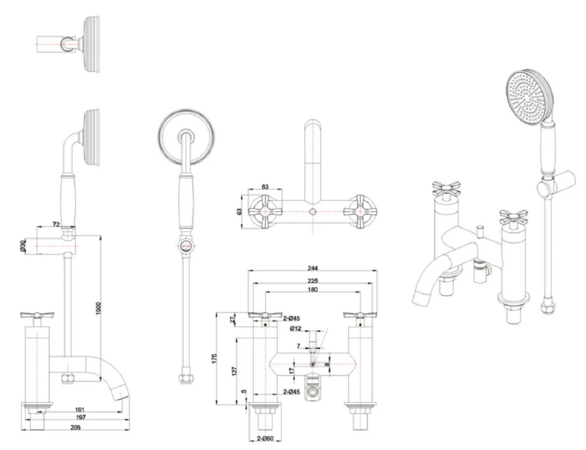 Luxury bathtub faucet silver - brass bathtub faucet with hand shower - luxury bathroom accessories
