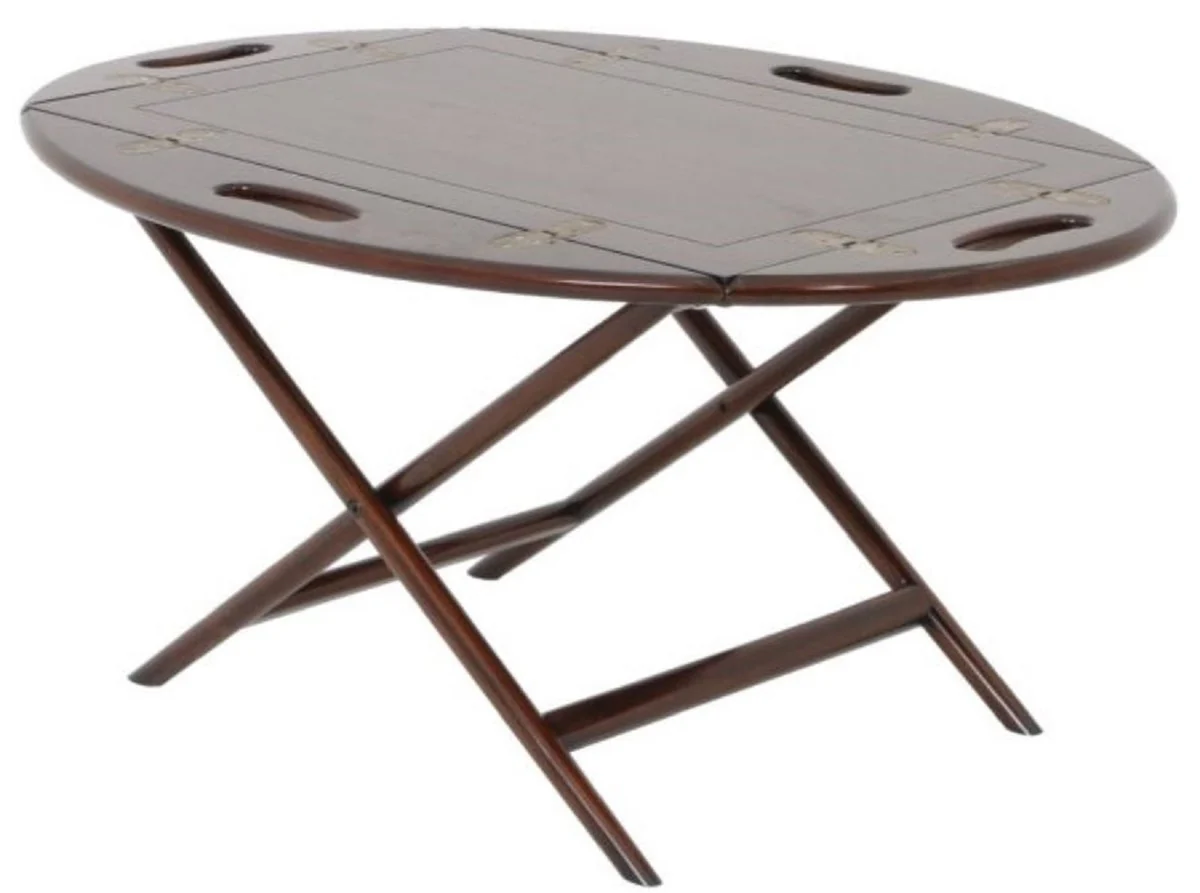 Luxury coffee table / tray dark brown 87 x 66 x H. 42 cm - Oval mahogany living room table - Serving table - Luxury furniture