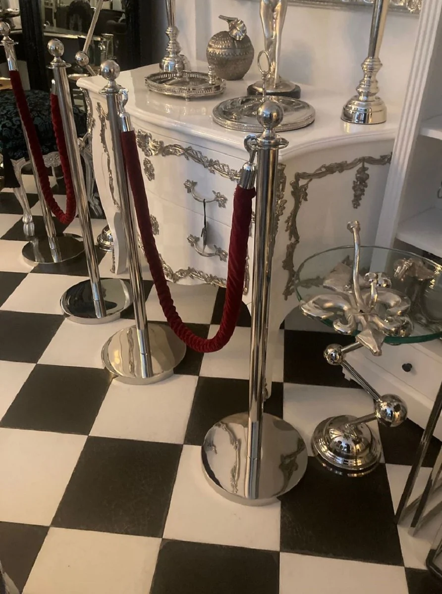 Luxury VIP barrier silver / burgundy Ø 32 x H. 106 cm - barrier stand with rope - hotel accessories - restaurant accessories - luxury collection