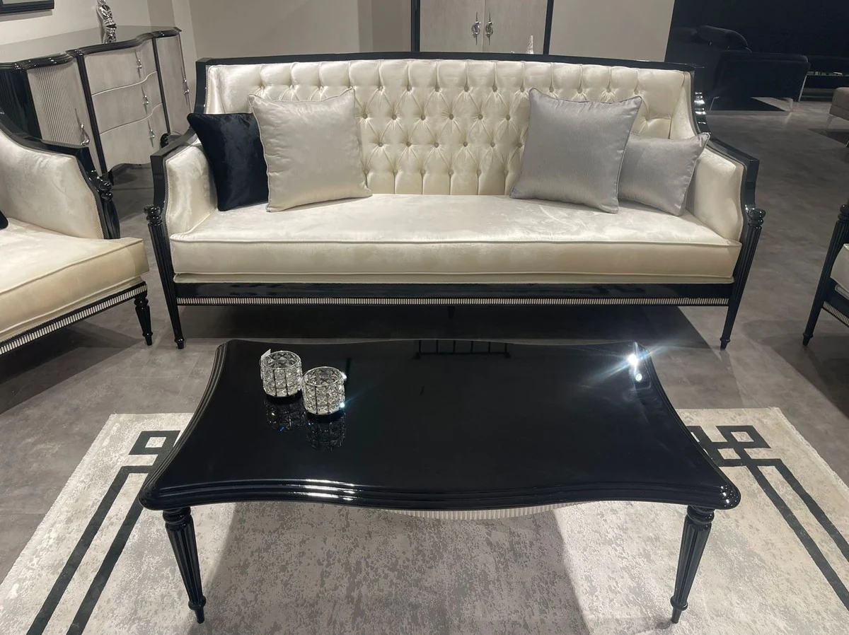 Luxury Baroque Coffee Table Black / Gray - Handcrafted Solid Wood Living Room Table in Baroque Style - Luxury Living Room Furniture in Baroque Style - Baroque Furniture - Noble & Magnificent