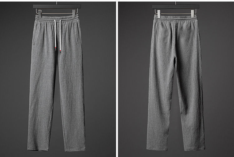 Men's Grey Ice Silk Linen Two Piece