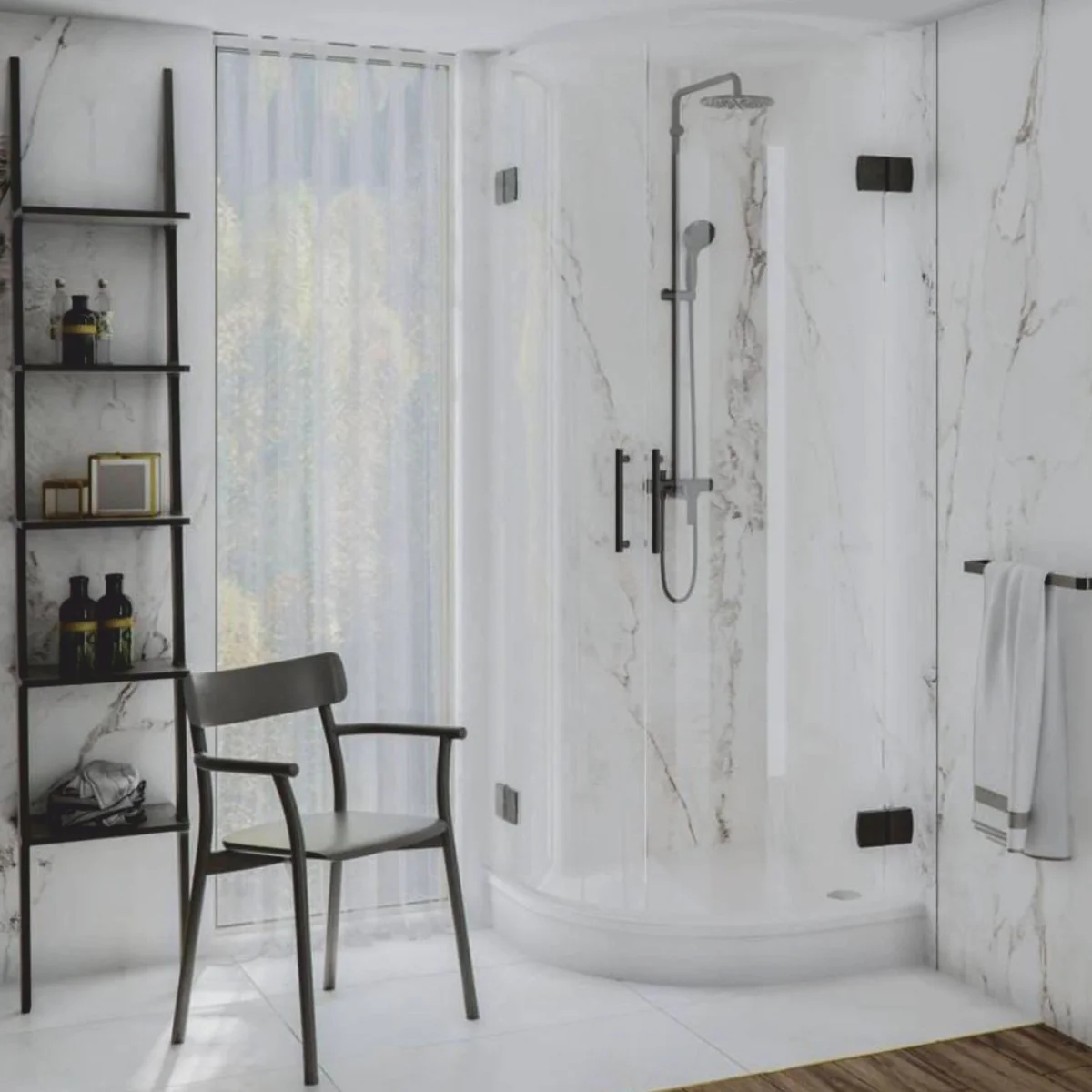 Luxury shower tray high gloss white 89.5 cm - bathroom interior