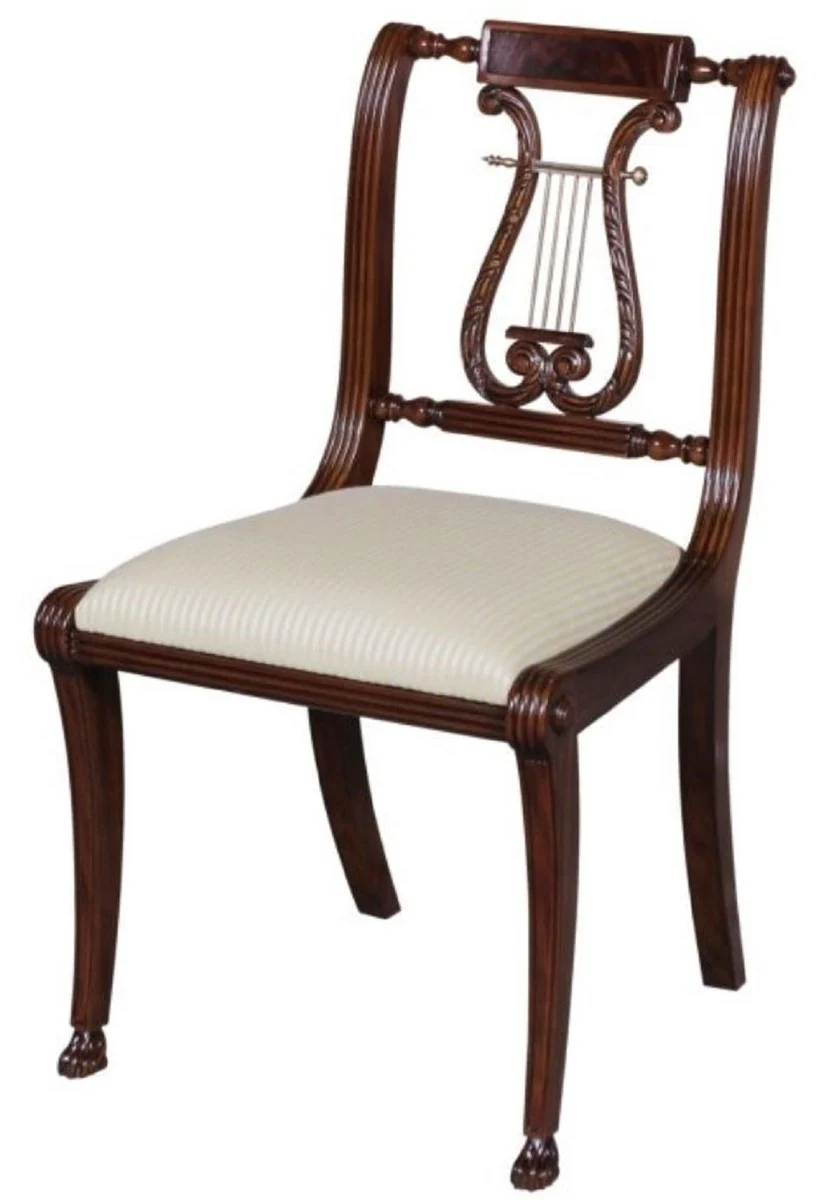 Luxury baroque dining room chair brown / gold 63 x 51 x H. 104 cm - dining room furniture