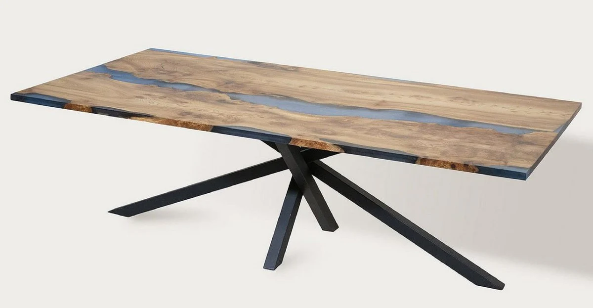 Luxury dining table brown / blue / black 250 cm