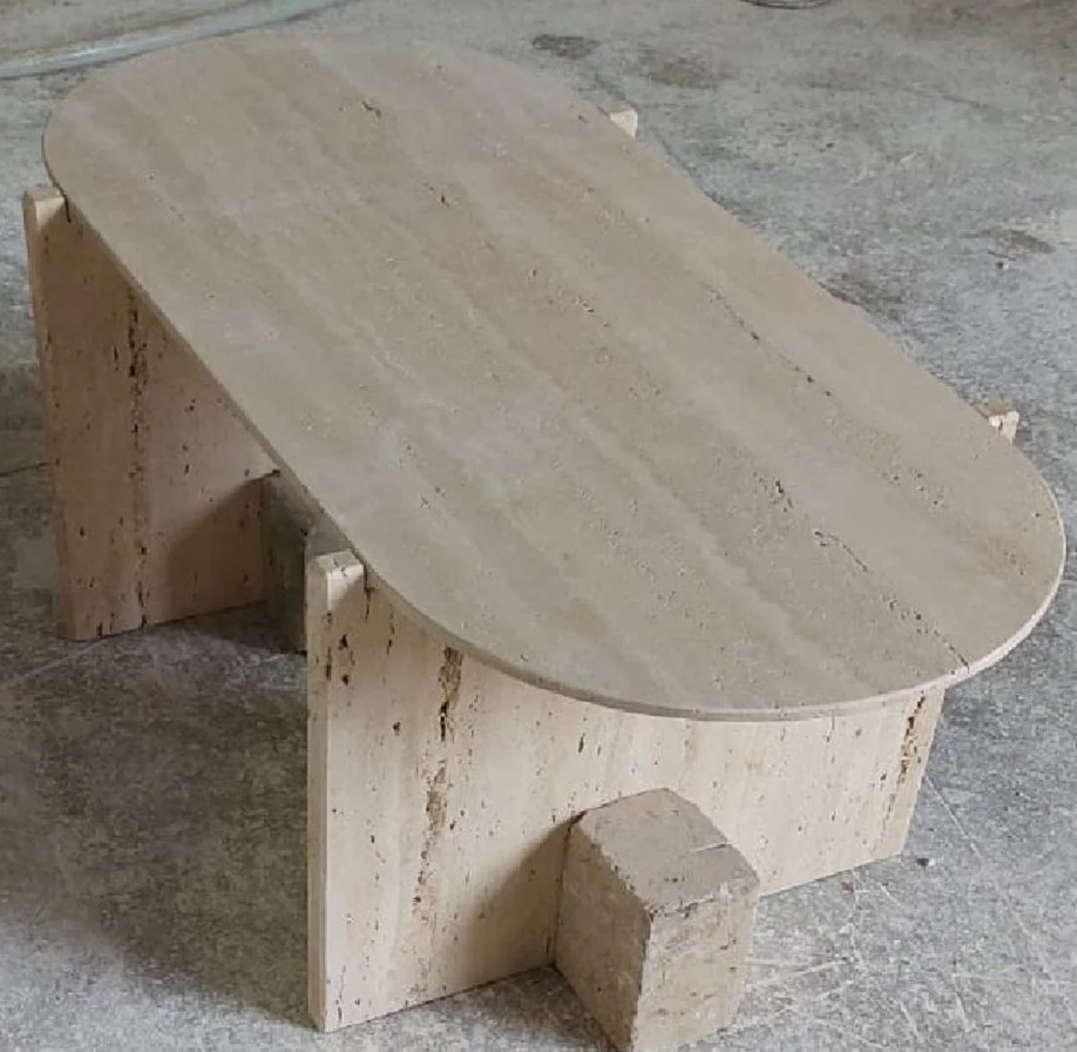 Luxury travertine coffee table beige 100 x 50 x H. 42 cm - natural stone living room table - living room furniture - natural stone furniture - travertine furniture - luxury furniture - luxury furnishings