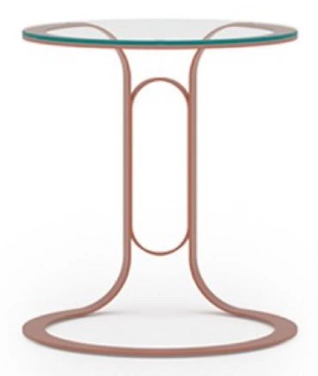 Luxury side table copper Ø 40 x H. 50 cm - Round table with glass top - Living room furniture - Hotel furniture - Luxury furniture