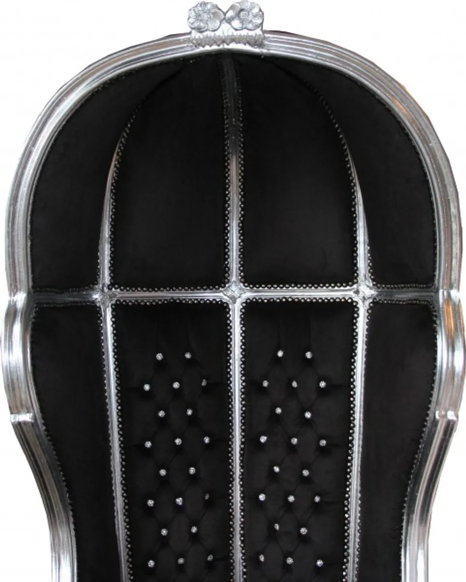 Baroque throne chair Victory black / silver with bling bling glitter stones - Balloon Chair - Throne Chair Tron