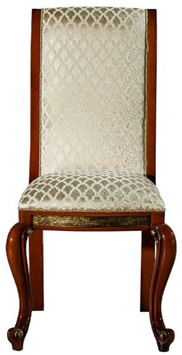Luxury Baroque Dining Room Chair Gold Pattern / Brown / Antique Gold H. 105 cm