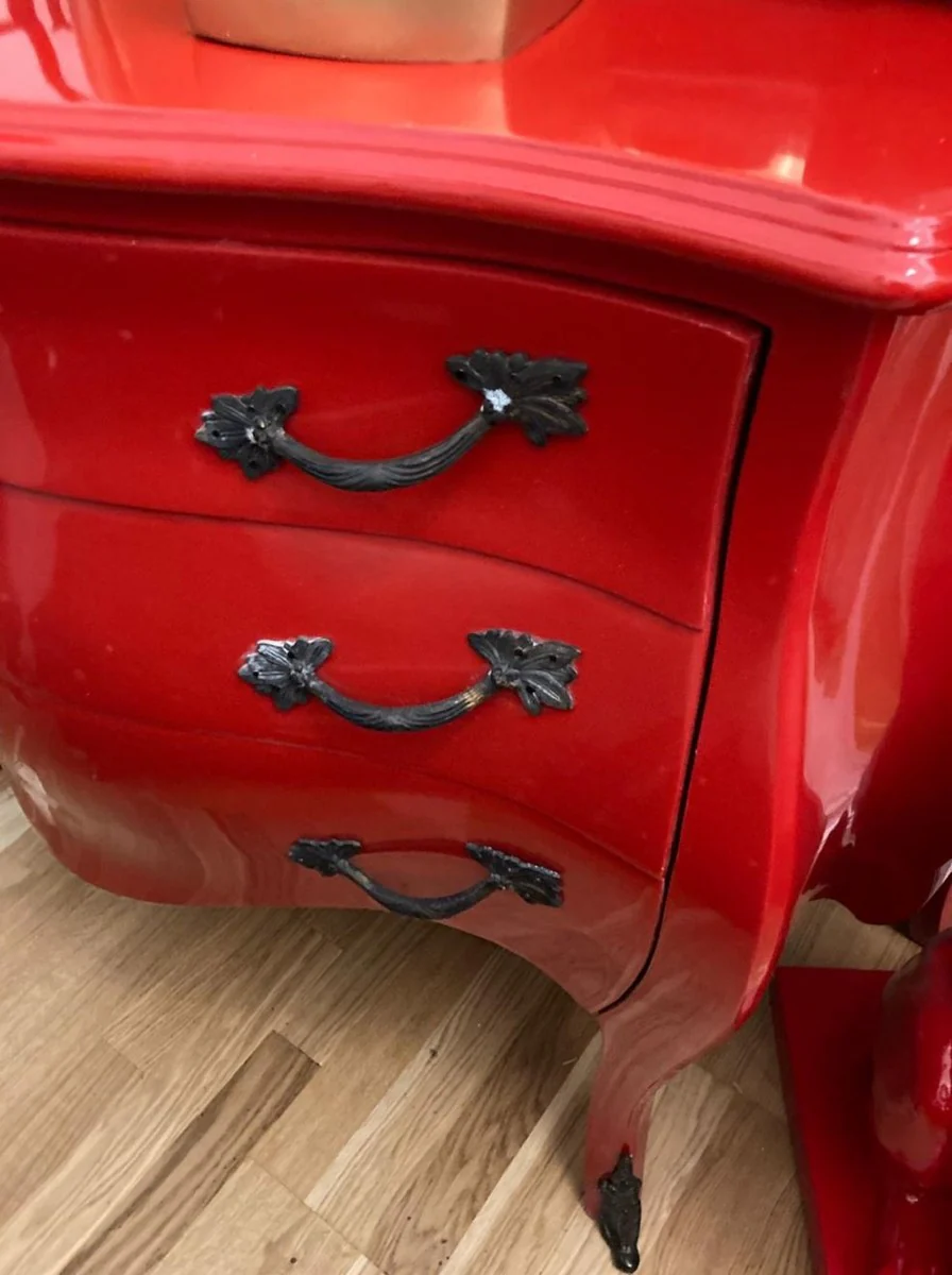 Baroque chest of drawers with 3 drawers red - Handmade solid wood chest of drawers in baroque style - Bedroom furniture in baroque style - Baroque furniture - Baroque furnishings