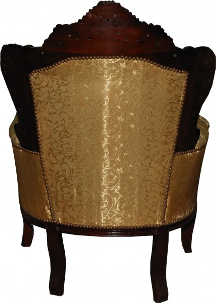 Baroque Armchair King Gold Pattern / Brown Furniture Antique Style