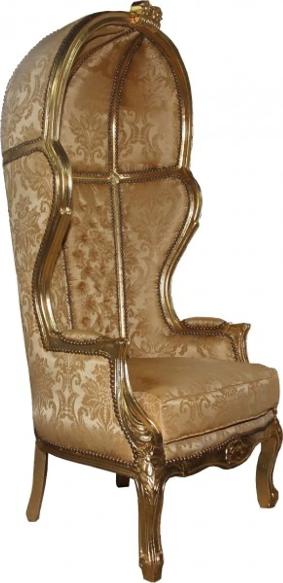 Barock Thron Sessel Victory Gold Barock Muster / Gold Mod2 - Balloon Chair -Thron Stuhl Tron