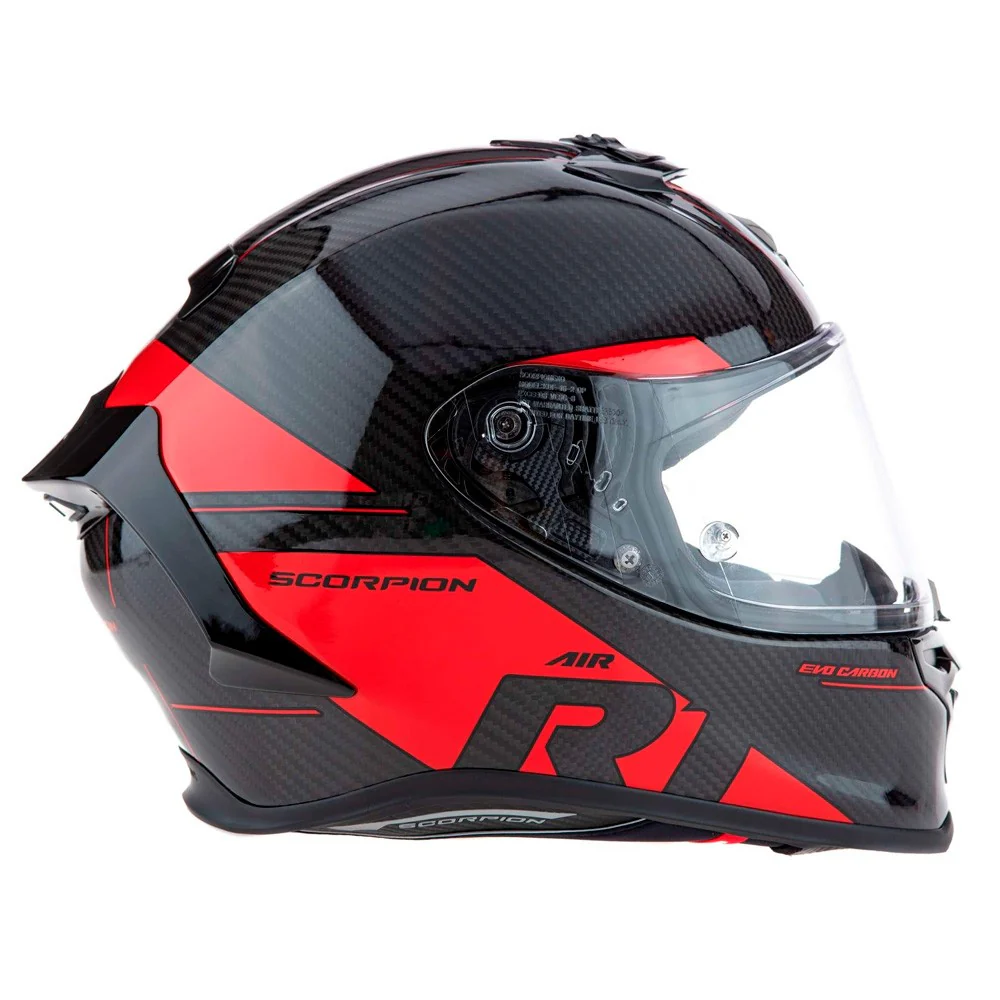 CASCO SCORPION EXO R1 EVO CARBON AIR RALLY - NEGRO / ROJO