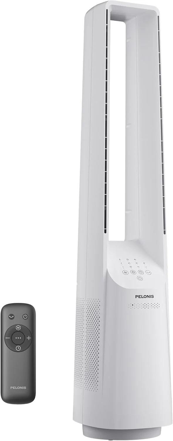 PELONIS 40" Smart Bladeless Fan for Bedrrom - Tower Fan, Alexa/Google/WiFi, DC Motor, 6 Speeds, 4 Modes, Remote, 7H Timer, 90° Oscillation, Safe for Home and Office
