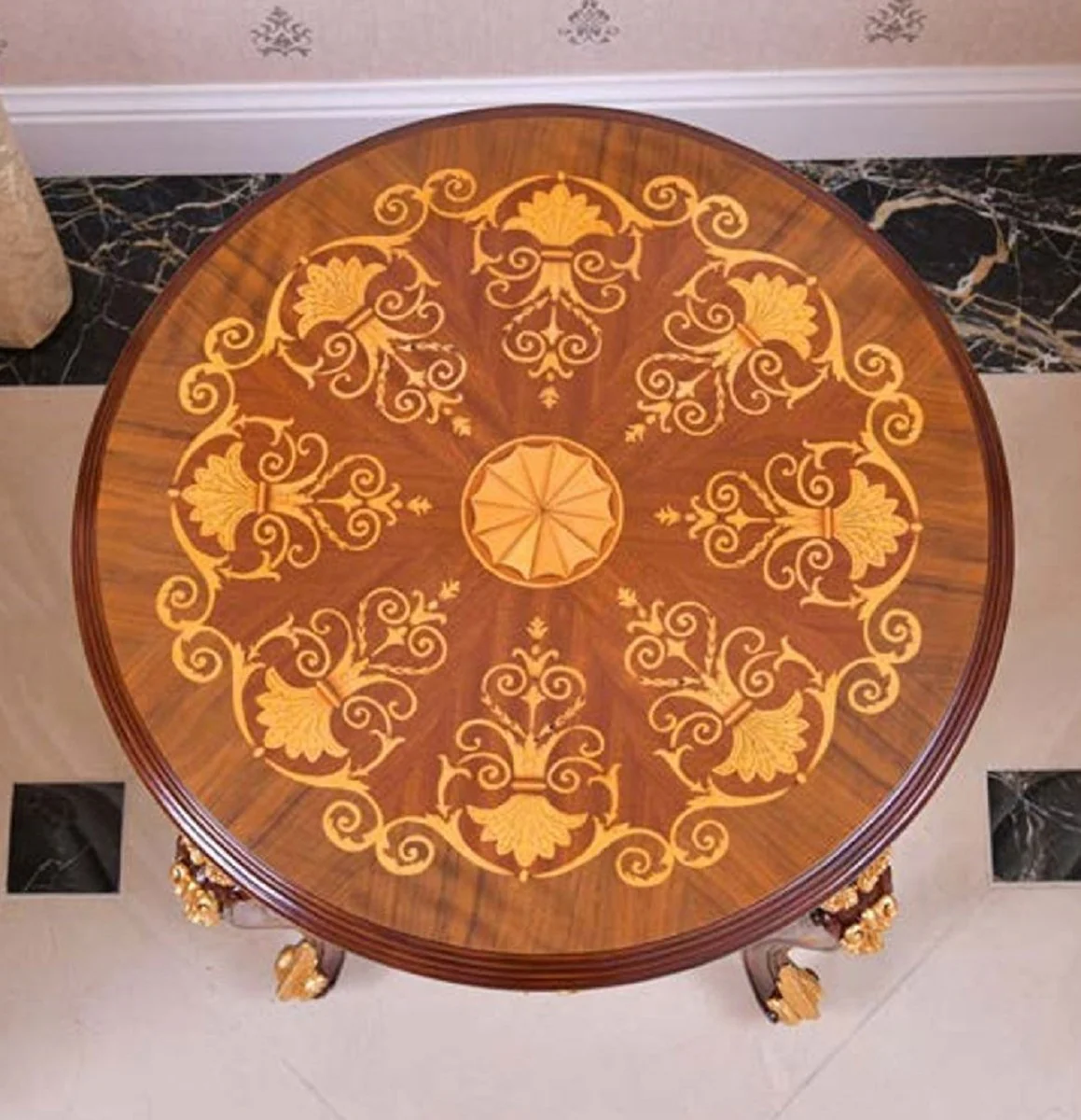 Luxury Baroque side table brown / gold H. 62 cm - Baroque furniture - Made in Italy