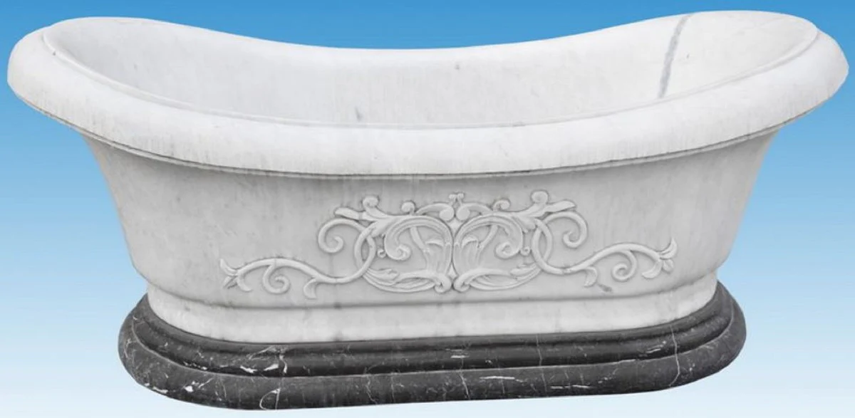 Luxury Baroque Bathtub White / Black 180 cm - Freestanding Marble Bathtub - Bathroom Accessories - Elegant & Magnificent