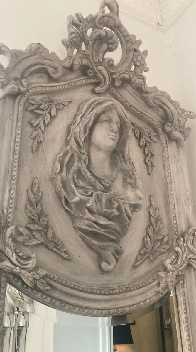 Baroque Mirror Madonna Gray - Handmade Antique Style Wall Mirror - Cloakroom Mirror - Living Room Mirror - Baroque Furniture