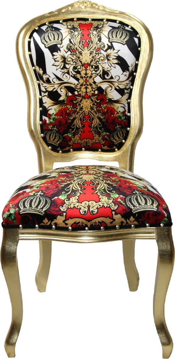 Pompöös by Luxury Baroque Dining Room Chairs Crown Black / White / Red / Gold - Pompöös Baroque Chairs designed by Harald Glööckler - 4 dining room chairs