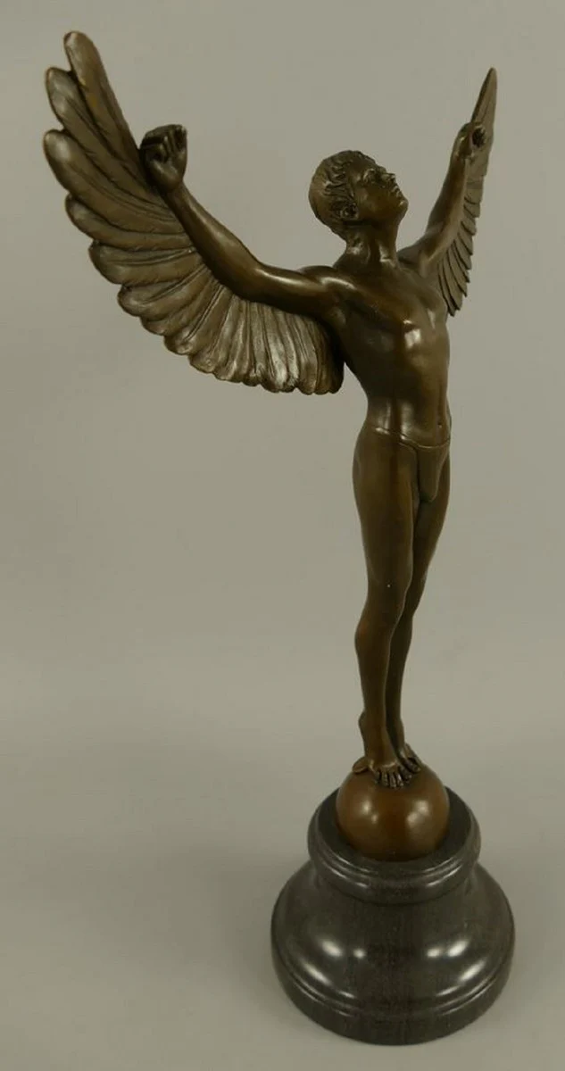 Luxury Art Nouveau decorative sculpture Icarus bronze / black 27 x 12 x H. 40 cm - Bronze figure with marble base - Baroque & Art Nouveau bronze sculptures