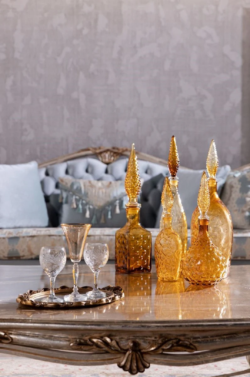 Luxury Baroque Coffee Table Silver / Gold - Handcrafted Solid Wood Living Room Table - Baroque Living Room Furniture