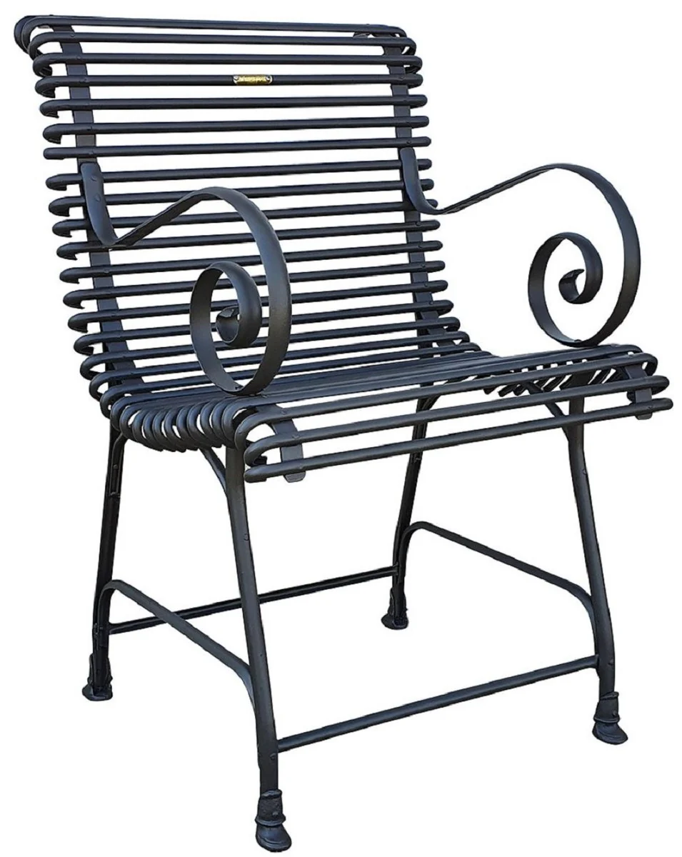 Art Nouveau garden chair set black 44 x 50 cm - handmade wrought iron chairs with armrests - nostalgic garden furniture