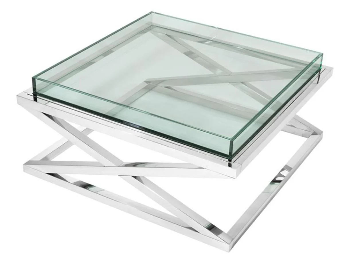 Designer coffee table silver 100 x 100 x H. 46.5 cm - luxury hotel furniture