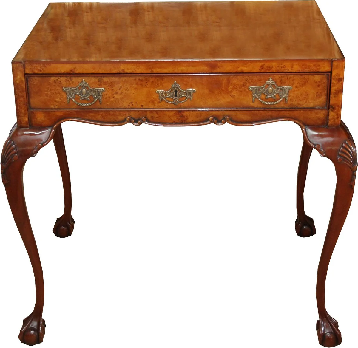Baroque luxury console tea table mahogany brown 80 x 60 x H. 78 cm - antique style furniture - baroque dining table - Limited Edition