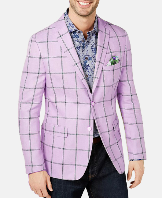 Casual Plaid Chest Pocket Notch Lapel Two Button Blazer