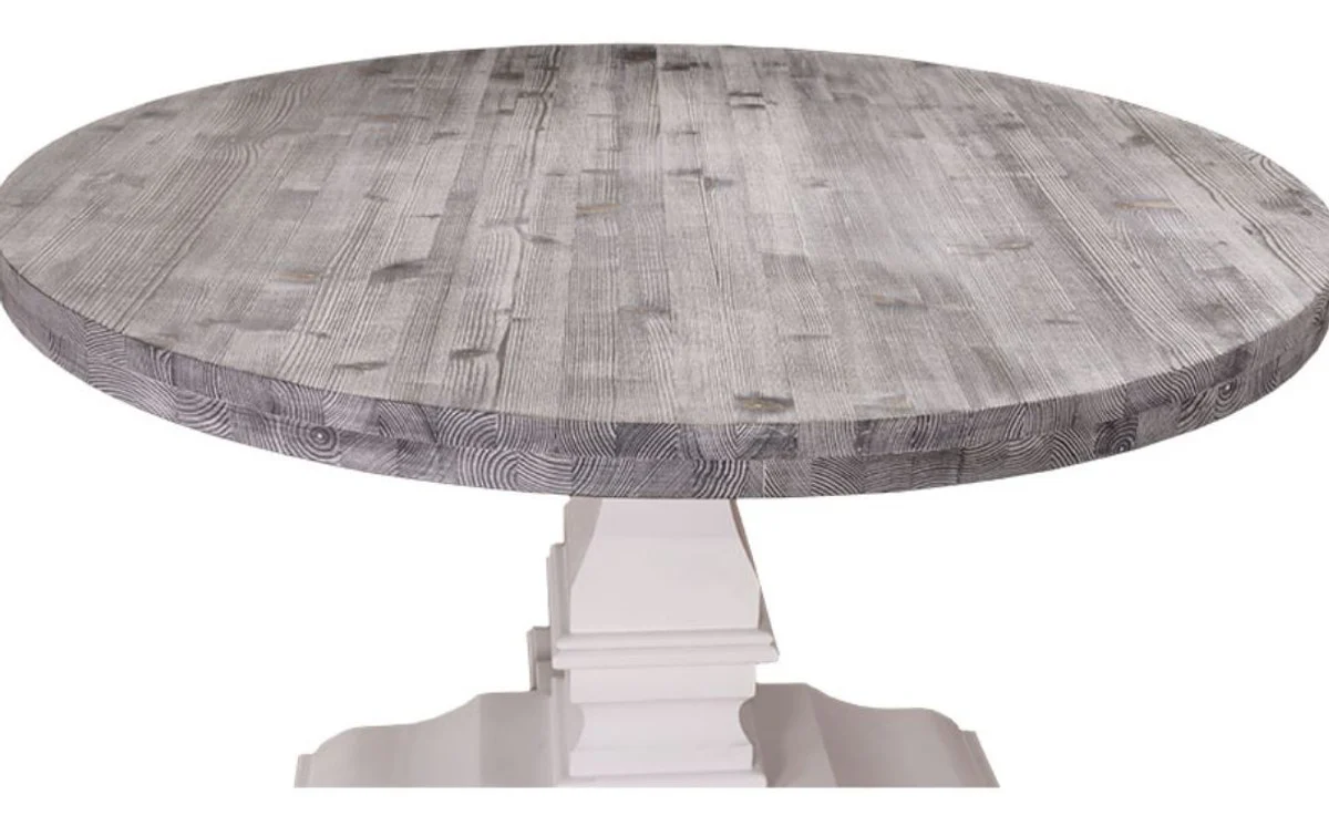 Country house style dining table round black / white Ø 130 x H. 78 cm - dining room table in country house style
