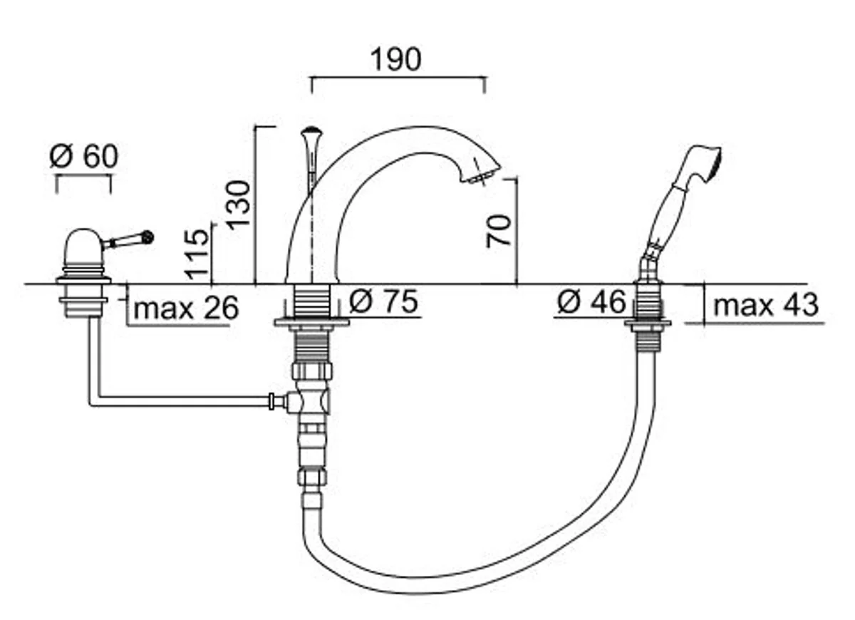 Luxury bathtub 3-hole bath mixer set with Swarovski crystal glass silver - luxury bathroom bathtub fittings made in Italy