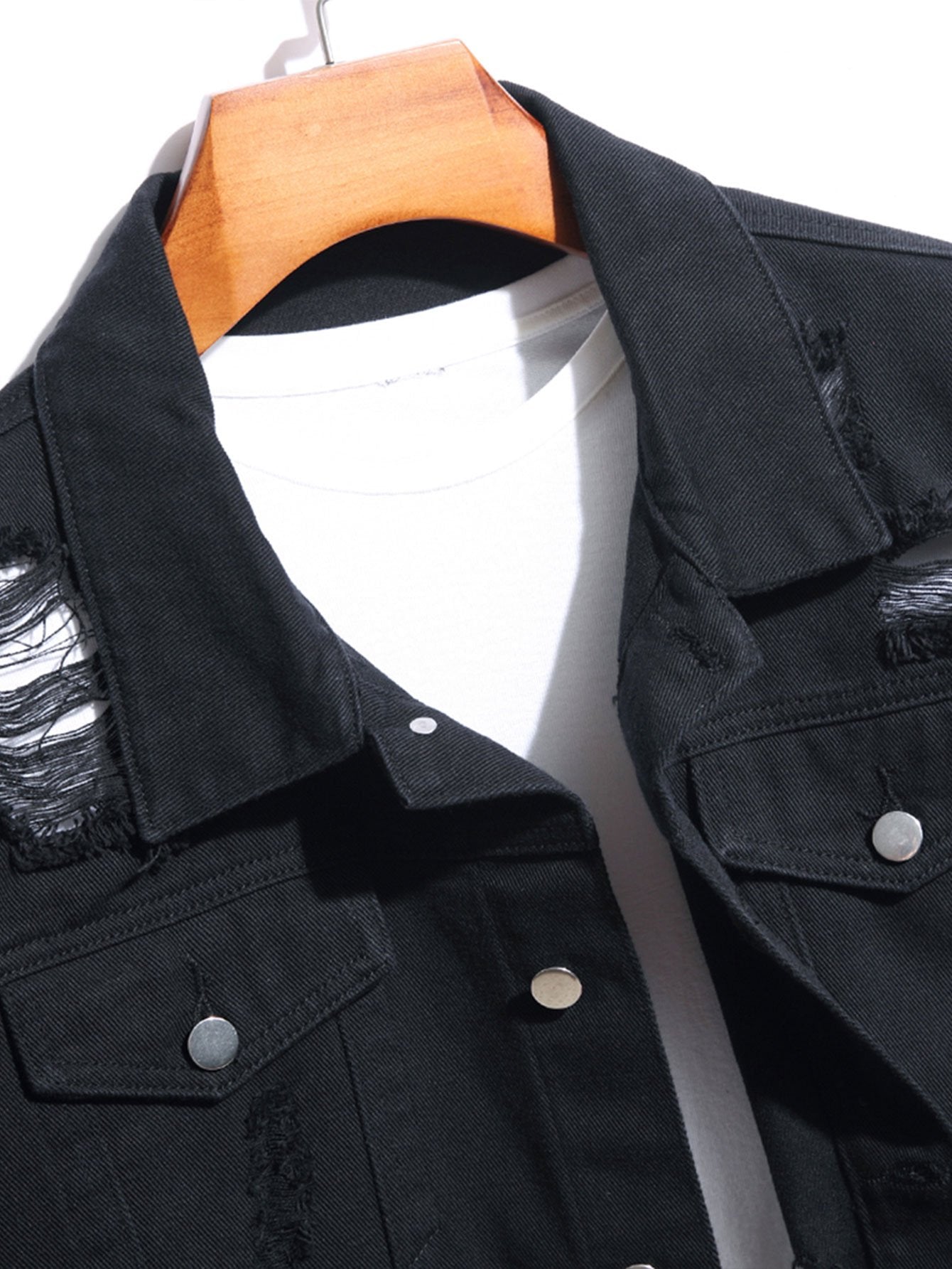 Man Ripped Denim Jacket