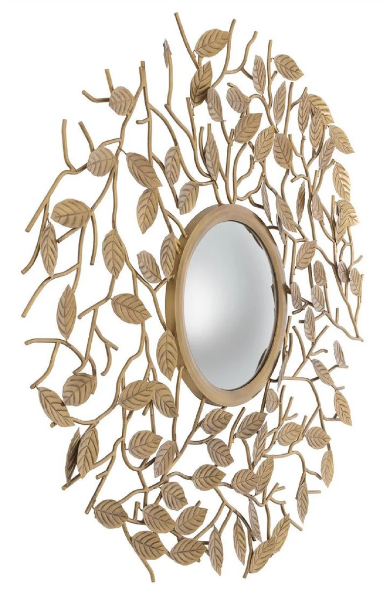 Luxury mirror vintage brass color Ø 130 cm - Round convex wall mirror - Luxury furniture - Luxury collection