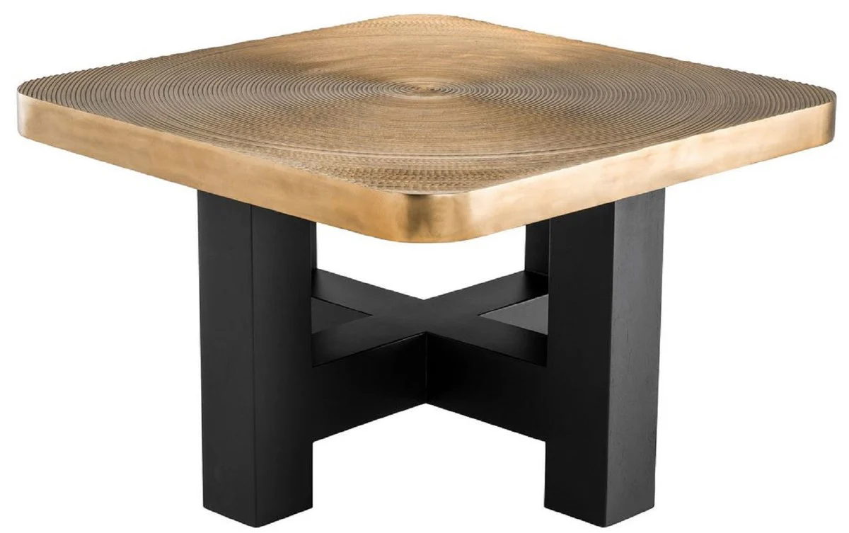 Luxury coffee table brass / black 64 x 64 x H. 40 cm - Luxurious living room table with table top in tree slice design - Luxury living room furniture