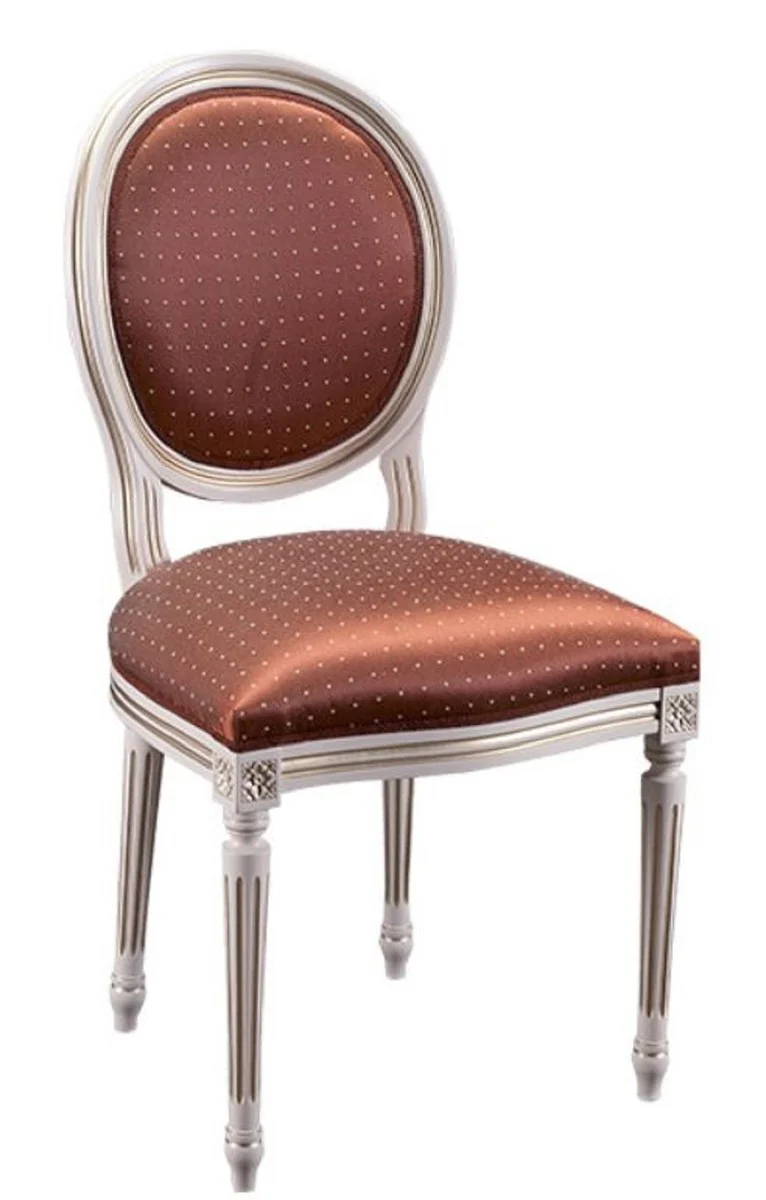 Luxury baroque dining room set cream / gold / orange 49 x 43.5 x H. 98 cm - 6 dining room chairs - dining room furniture