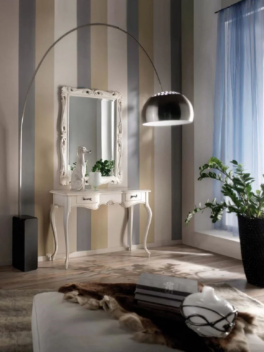 Luxury Baroque Mirror White - Rectangular wall mirror in Baroque style - Magnificent Baroque furniture - Luxury quality - Made in Italy