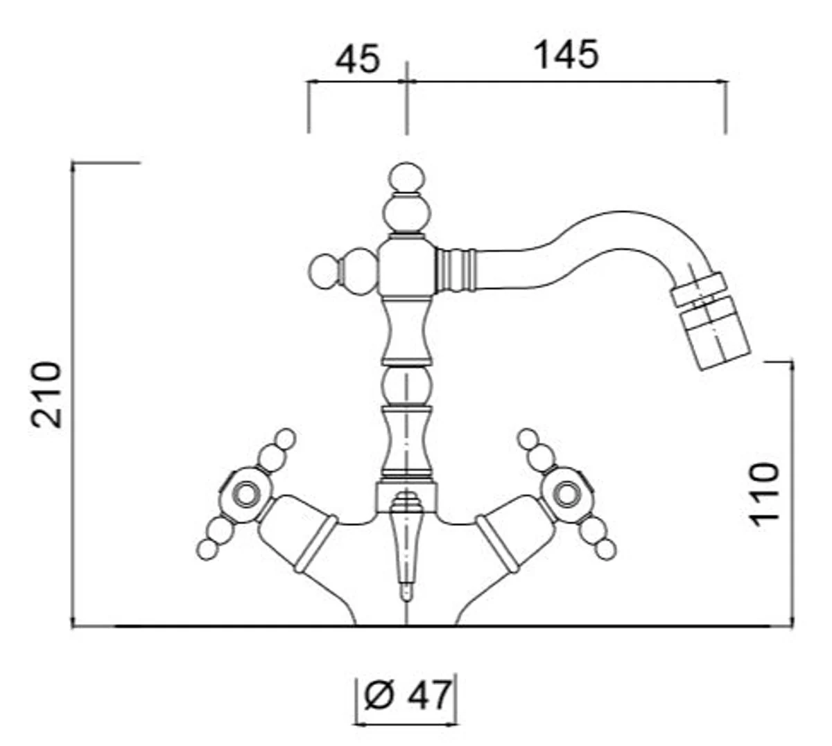 Art Nouveau Retro Washbasin / Sink Mixer Silver H. 21 cm - Nostalgic Bathroom Accessories