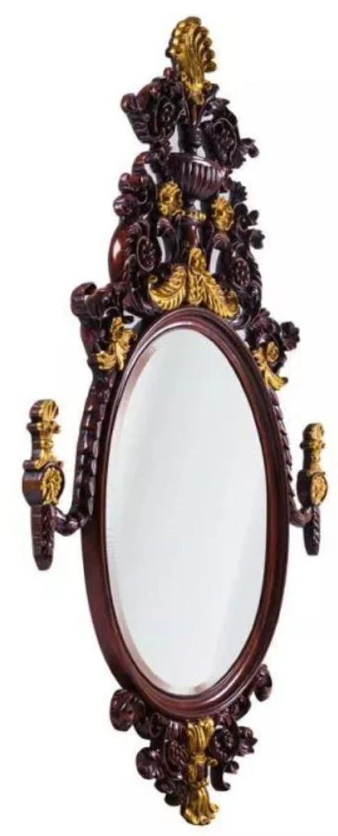 Luxury Baroque Mirror Dark Brown / Antique Gold - Magnificent Mahogany Wall Mirror in Baroque Style - Luxury Furniture in Baroque Style - Baroque Furniture - Noble & Magnificent